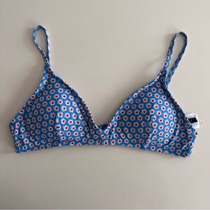 J. Crew Blue and Red Patterned Bikini Top